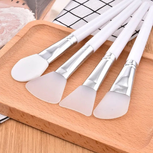 White Makeup Silicone Facial Mask Brush 4Pcs